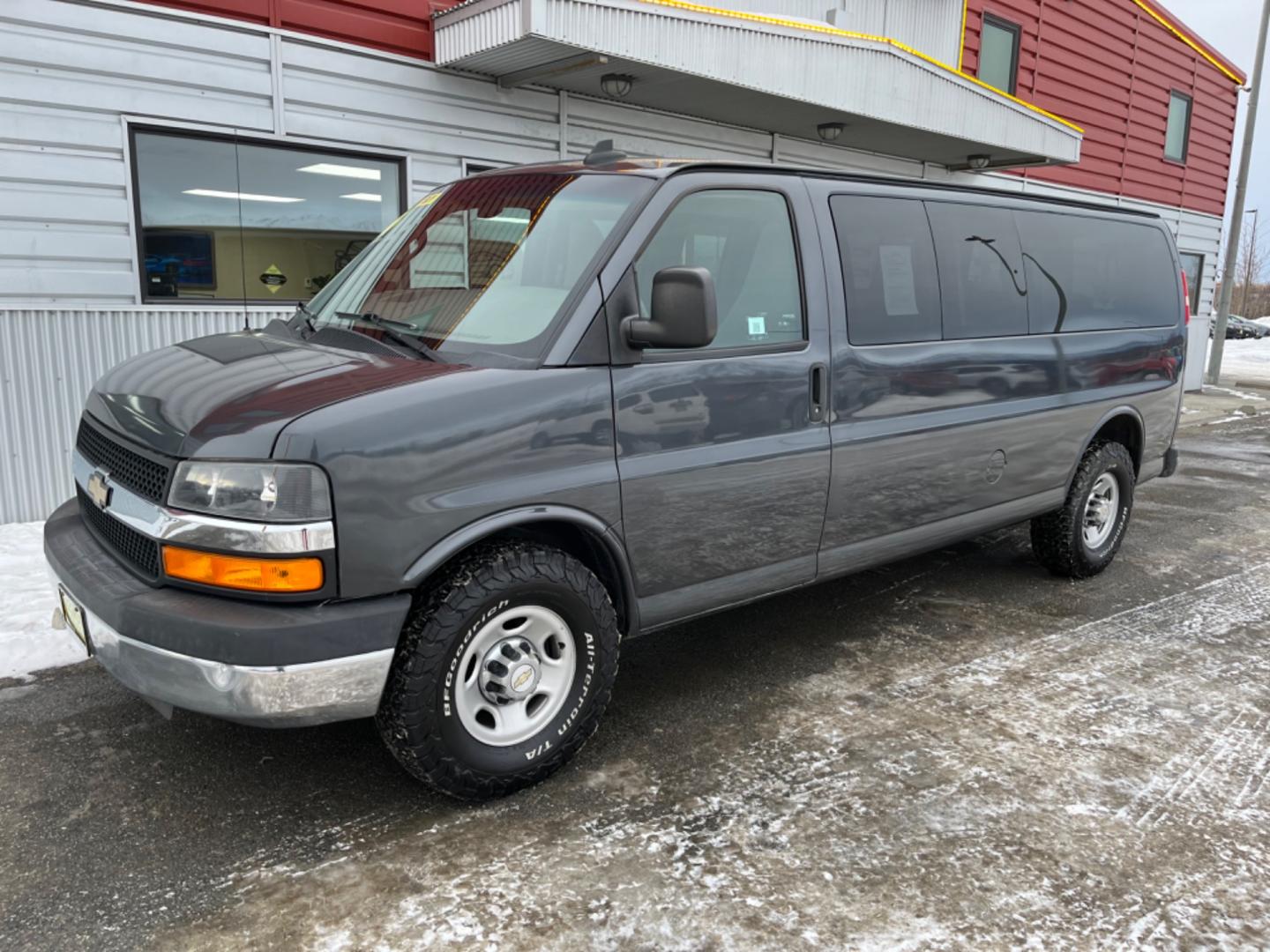 2016 Gray Chevrolet Express LT 3500 Extended (1GAZGPFG6G1) with an 6.0L V8 OHV 16V FFV engine, 6A transmission, located at 1960 Industrial Drive, Wasilla, 99654, (907) 274-2277, 61.573475, -149.400146 - Photo#0